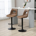 Retro Bar Stools Adjustable Leather-like Brown