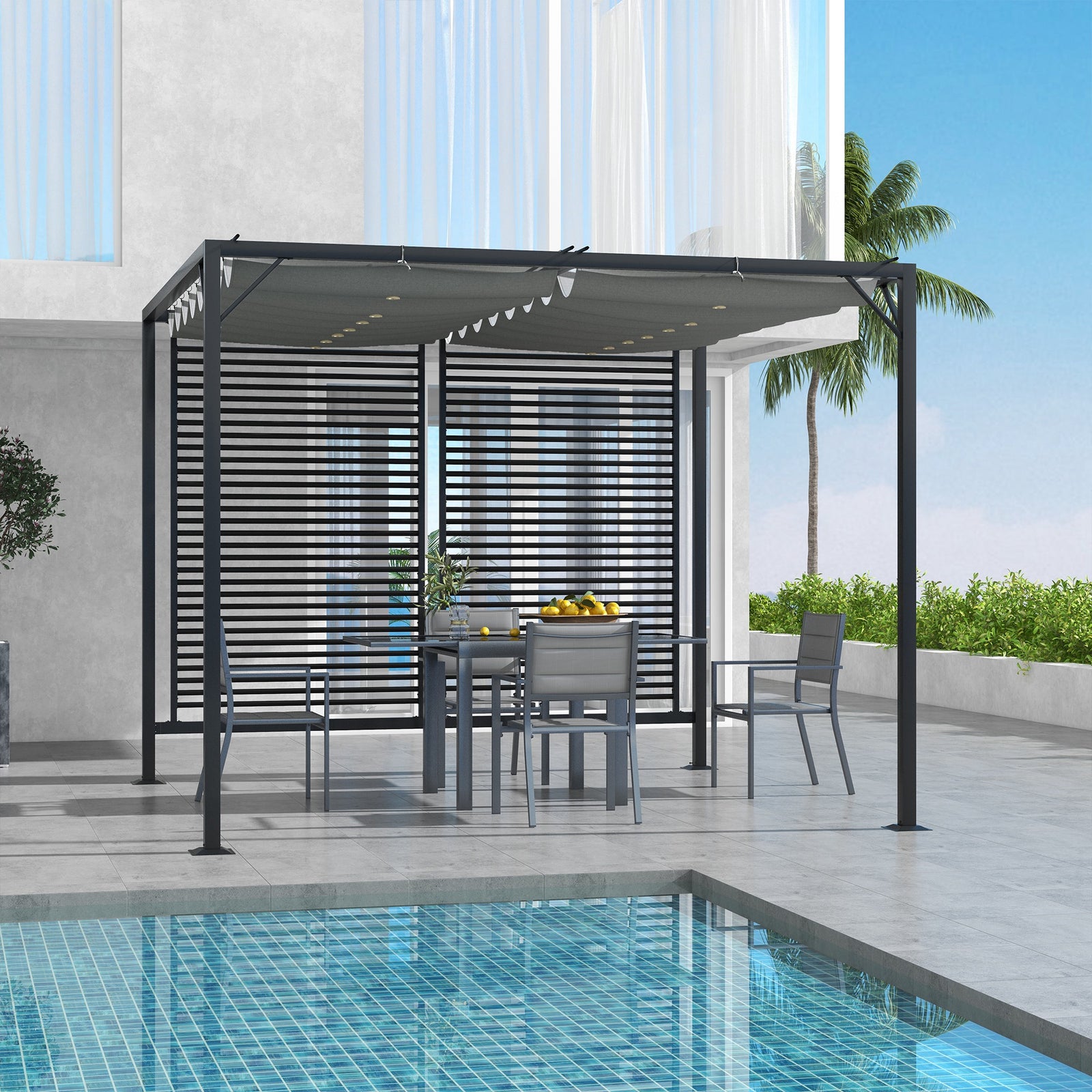 Metal Pergola Patio Sun Shelter Grape Tent Canopy Uv Cut