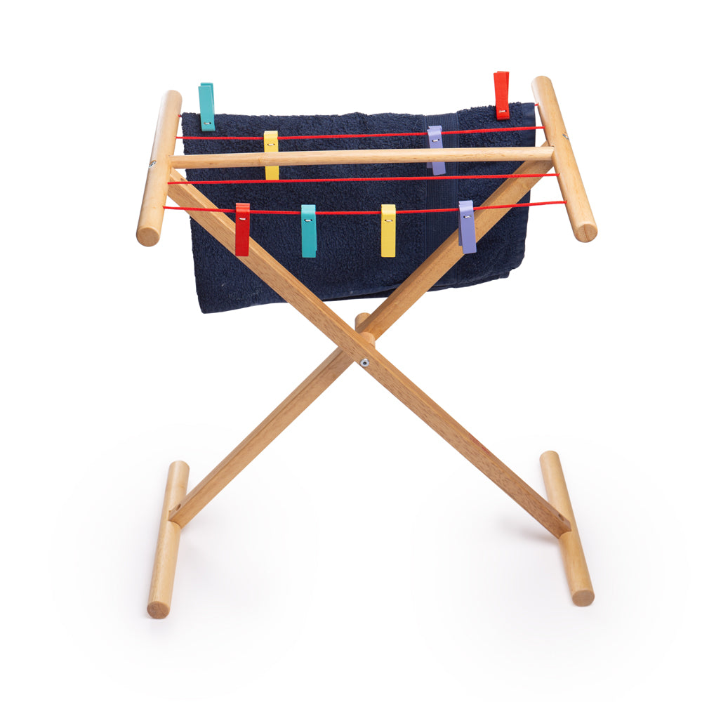 Wooden Children's Pretend Play Clothes Airer