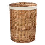 White Cotton Lined Light Steamed Round Laundry Baskets | Large | White