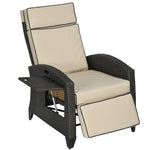 Outdoor Recliner Chair W/ Cushion, Pe Rattan Reclining | Khaki