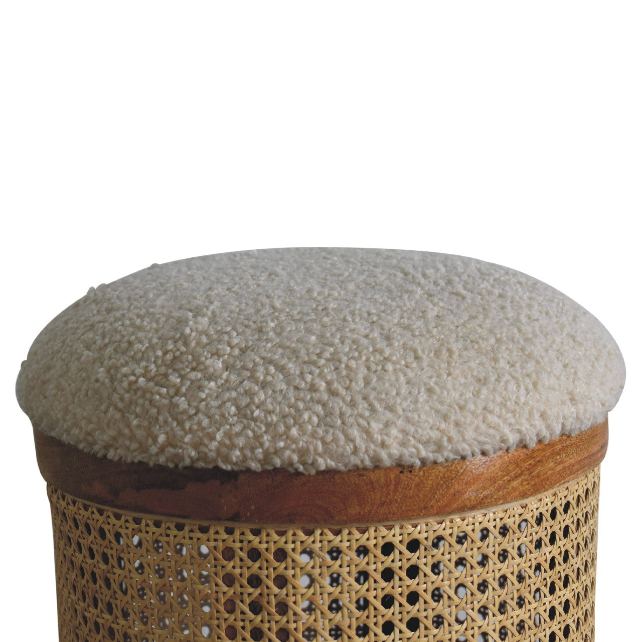 Solid Mango Wood Cream Boucle Larissa Footstool