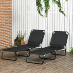 2 Folding Sun Loungers W/ Adjustable Backrest