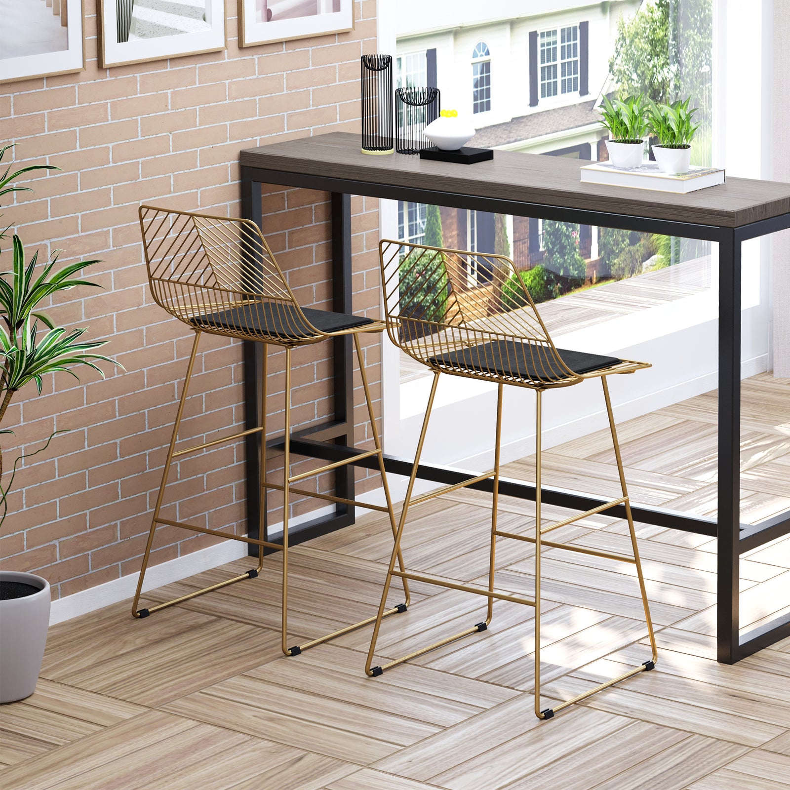 Modern Counter Height Bar Stools Wire Metal