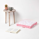 Cotton Hearts Print Floor Cushion | 40cm x 40cm | Pink
