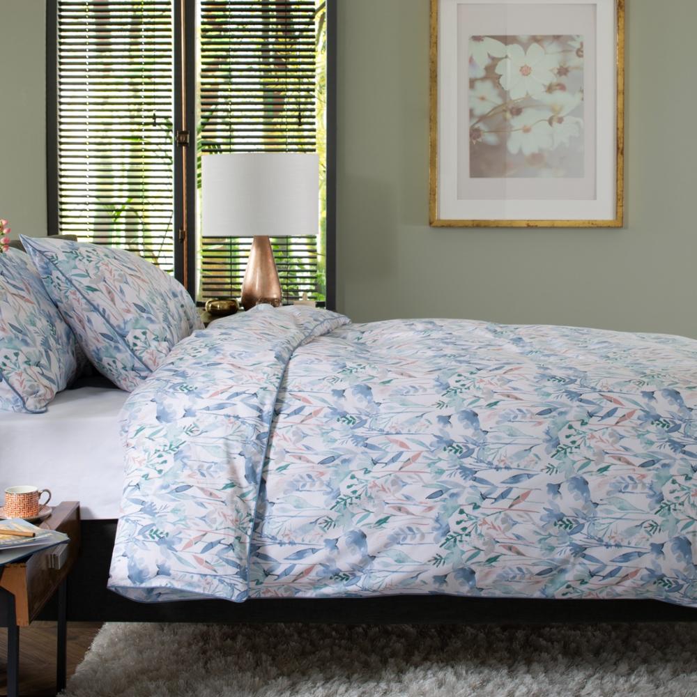 Botanical Garden Digital Print 100% Cotton Duvet Cover Set | King | Blue