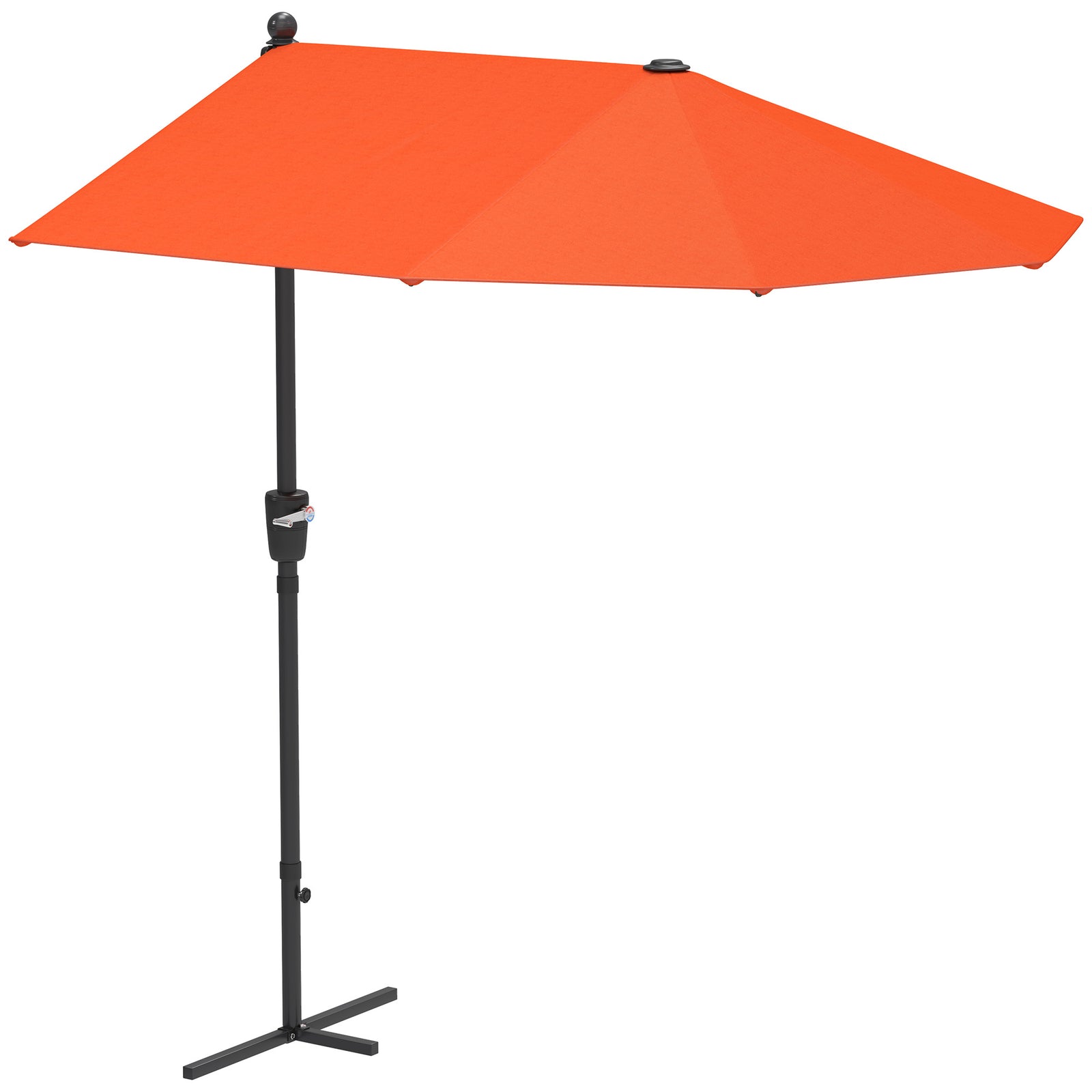 2m Half Garden Parasol Market Umbrella W/ Crank Handle, Base