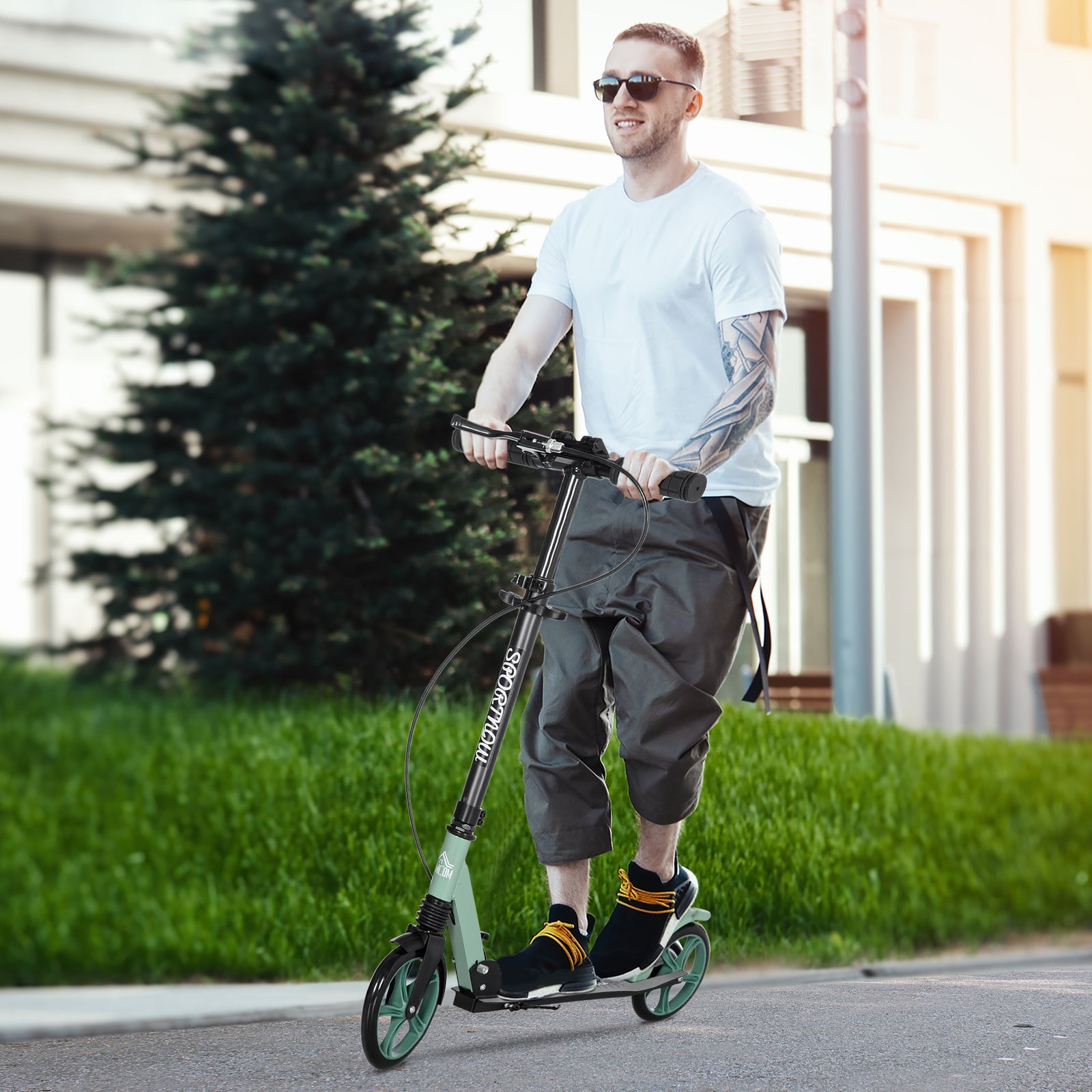 Folding Kick Scooter For 14+ W/ Adjustable Height Dual Brake