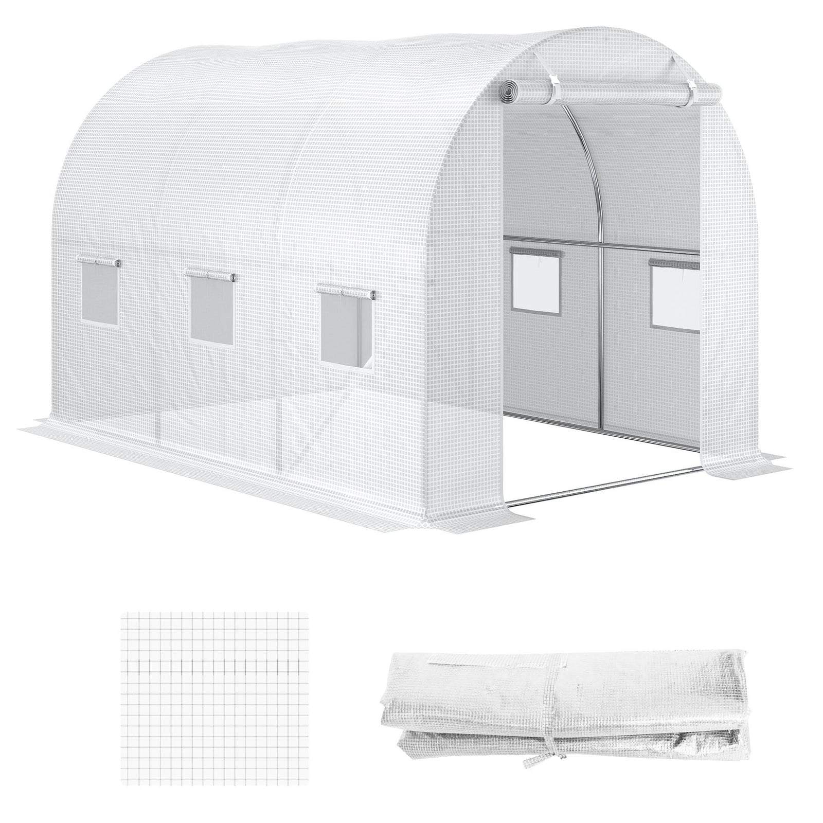 Plant Nursery Cover With Zipper Door - White