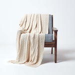 Combed Cotton Cable Knit Throw | 130cm x 170cm | Natural