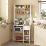 HOMCOM Kitchen Bakers Rack, Microwave Stand With Storage Shelves And 6 Hooks