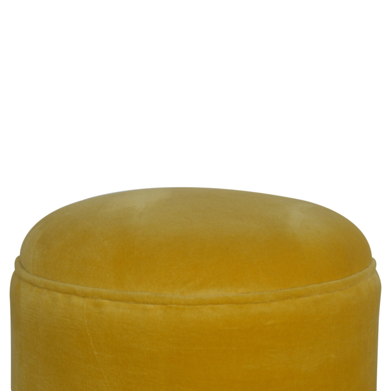 Solid Mango Wood Mustard Velvet Nordic Footstool