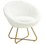 Faux Fur Comfy Chair With Golden Metal Legs Non-slip Footpad
