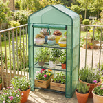 Outsunny Portable Mini Greenhouse With Roll-up Door And Wire Shelves, Green