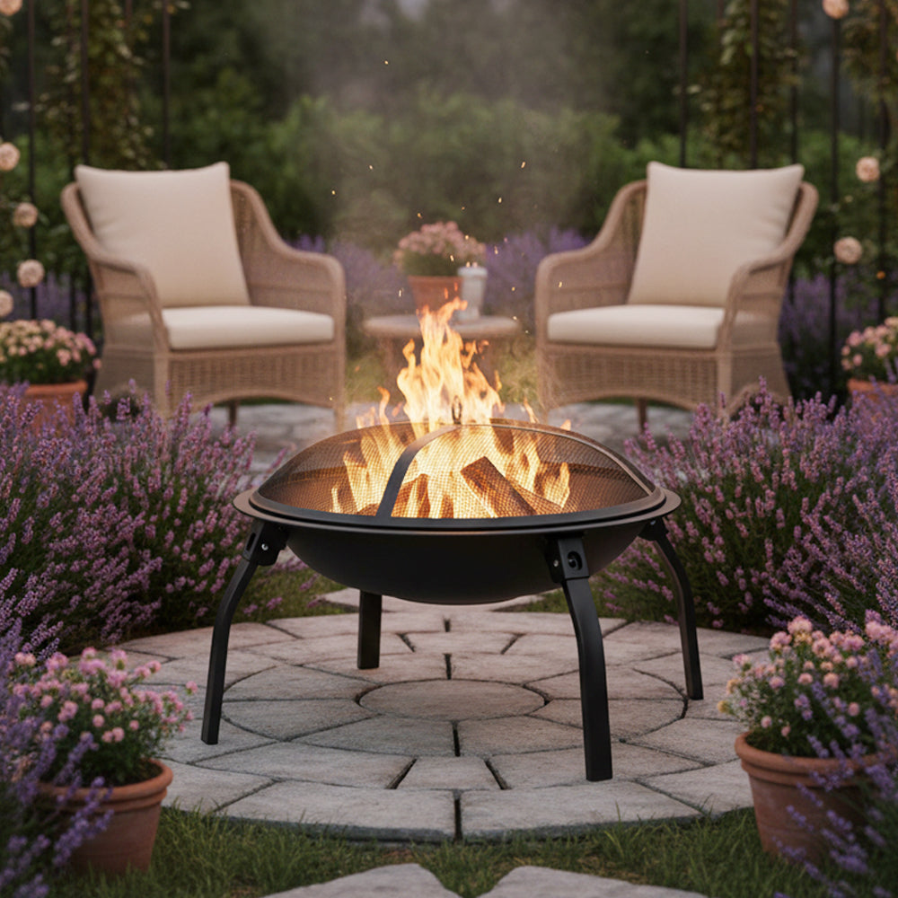 Heavy Duty Outdoor Fire Pit Folding Portable heater for Outdoors With Mesh Spark Screen And Grill Grate
