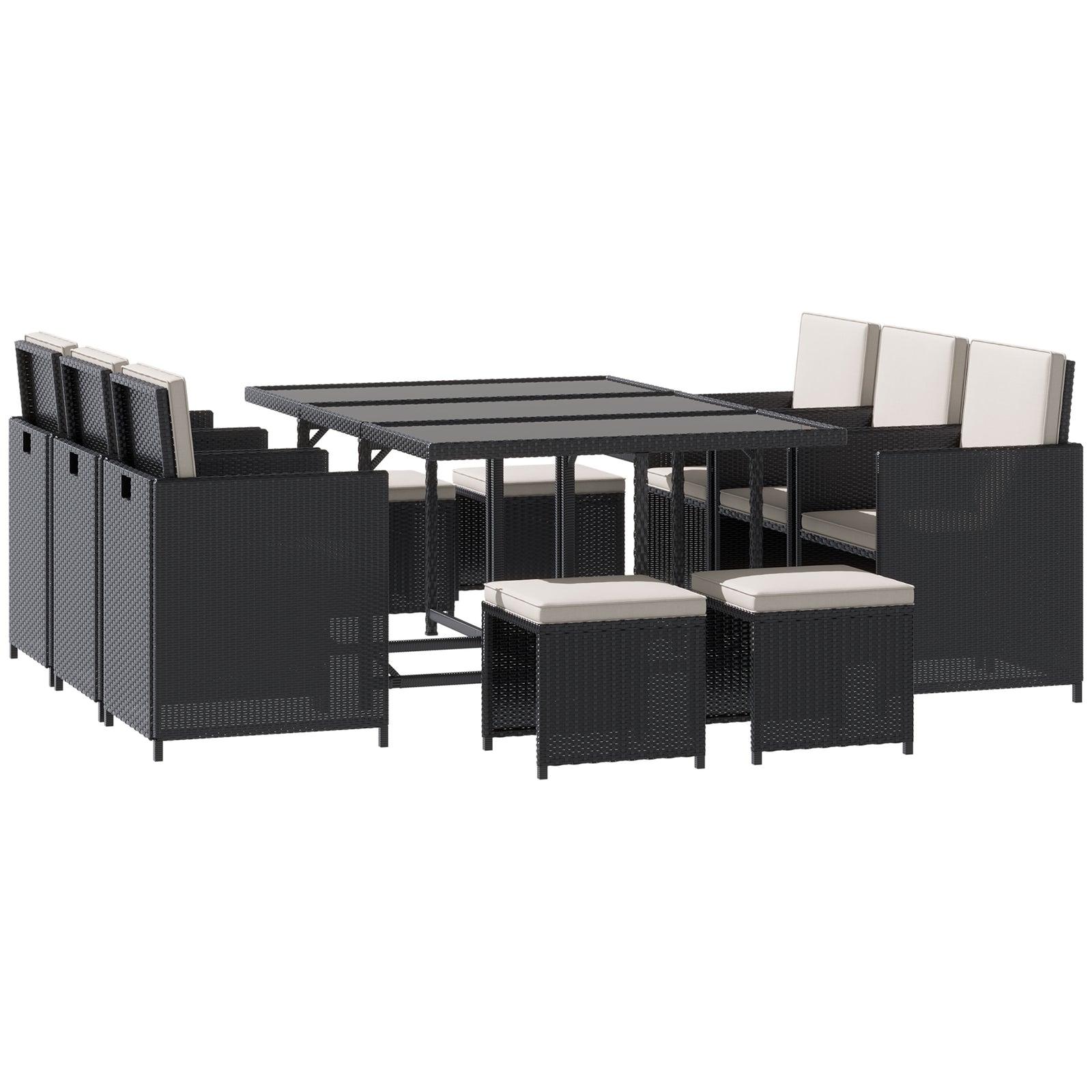 11pc Rattan Dining Set Patio Conservatory