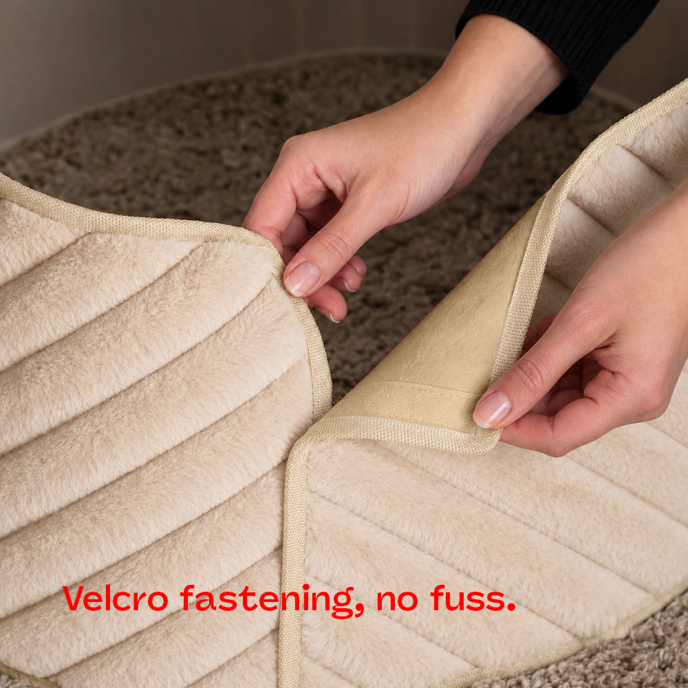 Round Faux Fur Christmas Tree Skirt With Velcro Closure | Neutral