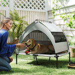 Pawhut Portable Elevated Dog Bed With Removable Canopy, 92 X 75 X 85 Cm