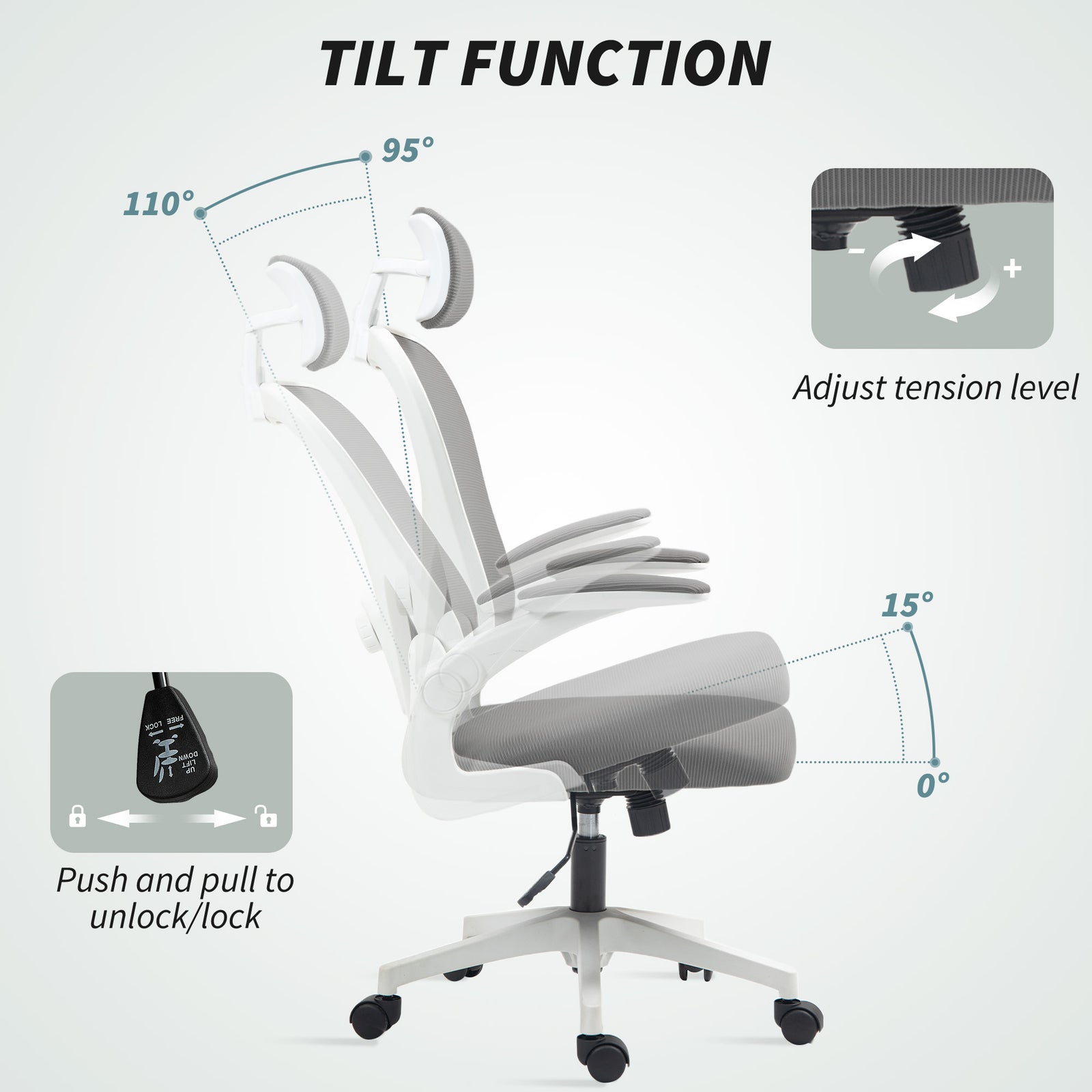 Executive Mesh Office Chair With Headrest, Lumbar Support | One Size | Gray