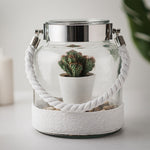 Hurricane Glass Lantern - White