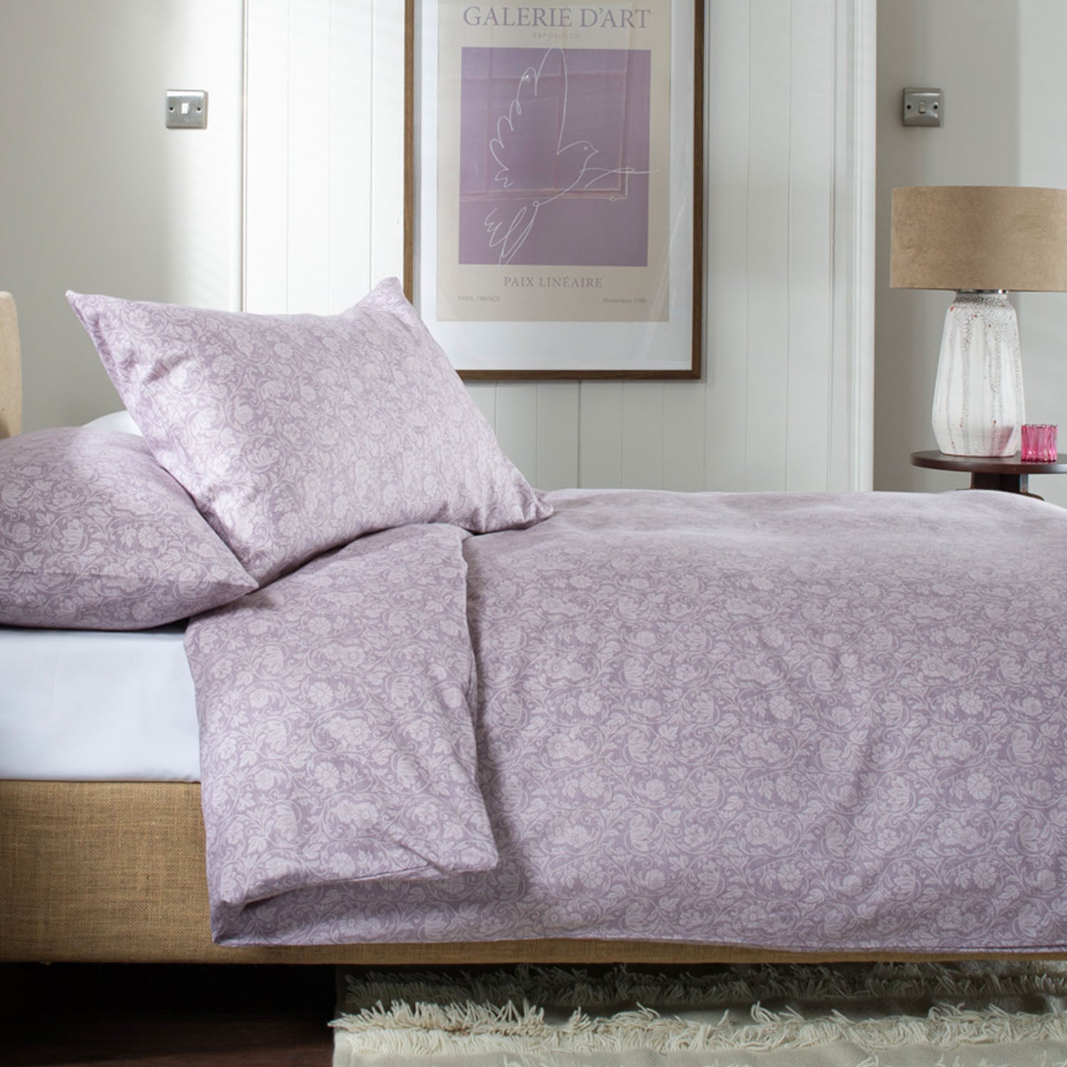 William Plush Brushed Cotton Duvet Set With Soft Printed Design | Super King | Pink
