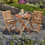 Wooden Bistro Furniture Set Outdoor Folding Patio Table with 2 Chairs