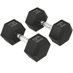Rubber Hex Dumbbell Portable Hand Weights Home Gym | 35kg | Black