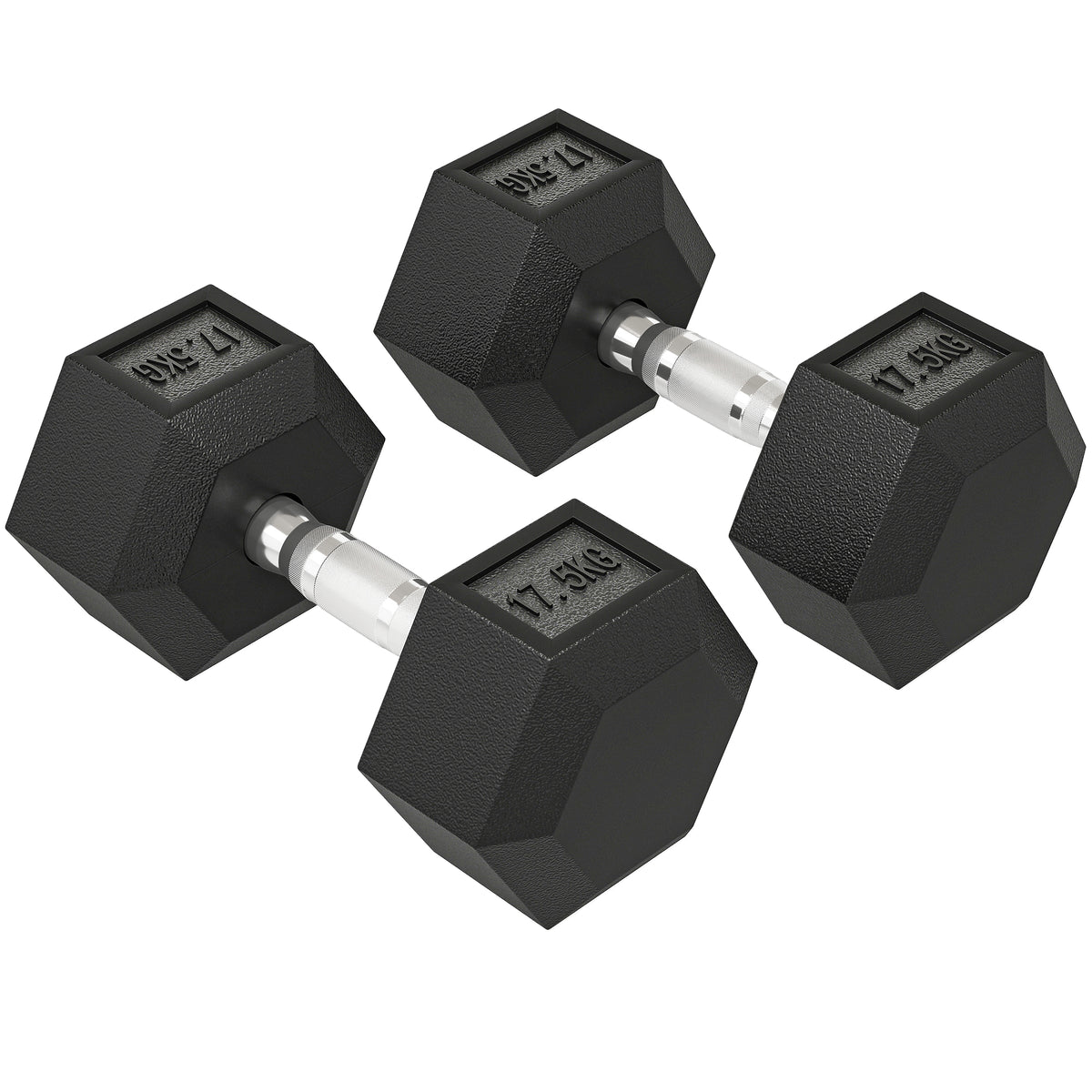 Rubber Hex Dumbbell Portable Hand Weights Home Gym | 35kg | Black