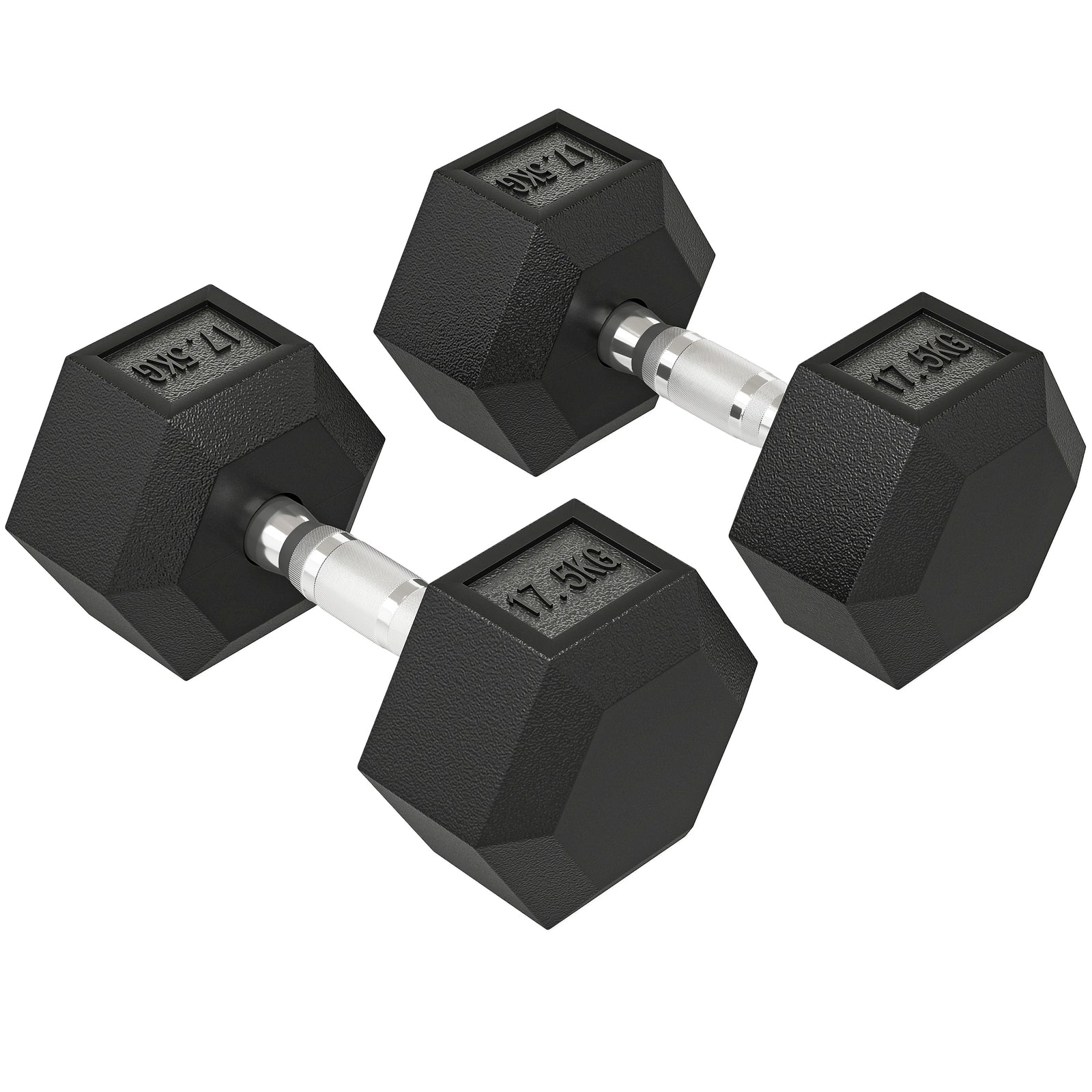 Rubber Hex Dumbbell Portable Hand Weights Home Gym | 35kg | Black