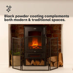 Livivo 3 Panel Fire Screen Folding Black Steel Mesh Protector For Home