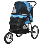 3 Wheel Pet Stroller, For Medium Small Dogs, Foldable Cat Pram | Blue