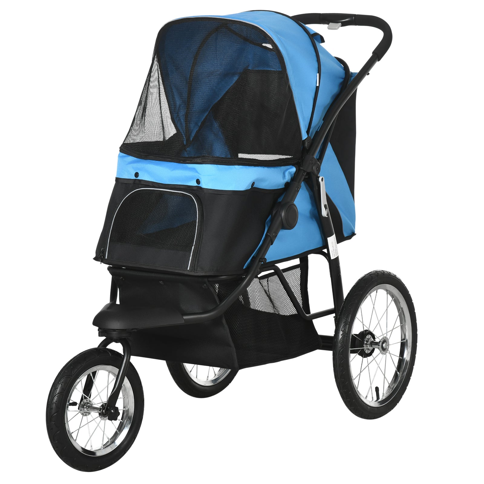 3 Wheel Pet Stroller, For Medium Small Dogs, Foldable Cat Pram | Blue