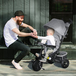 6 In 1 Kids Trike, Stroller With Parent Handle | Grey