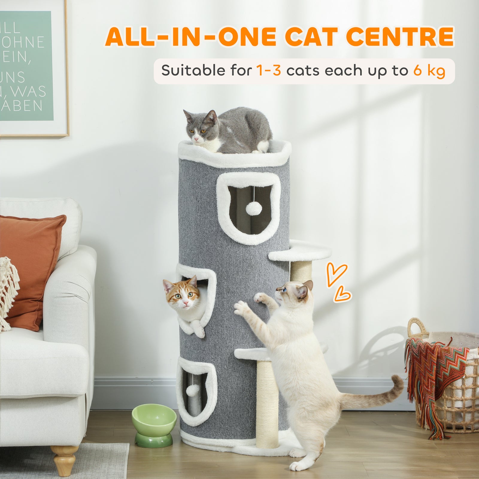 PawHut 101 Cm Cat Tree Cat Condo For Indoor Cats With Sisal Scratching Post