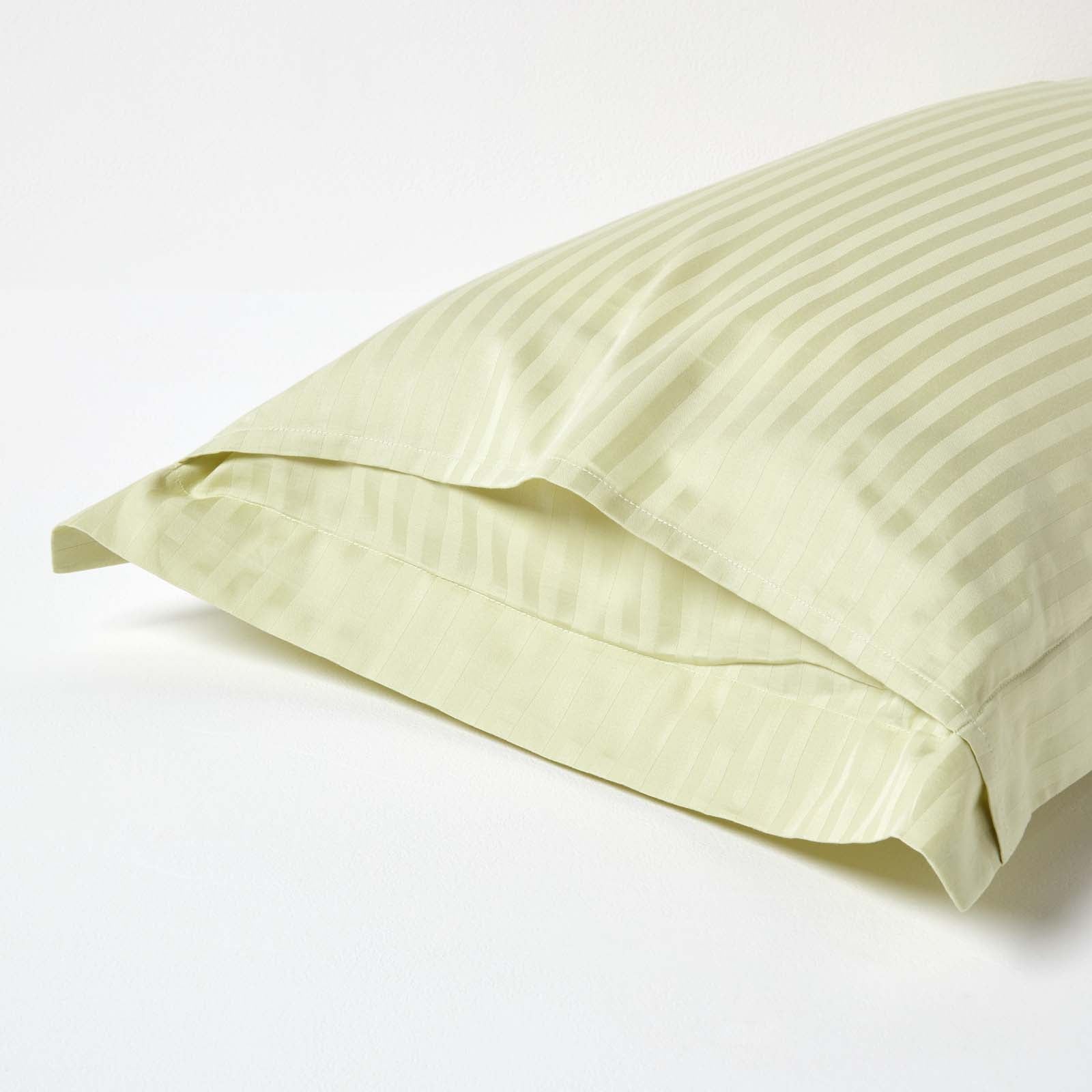 Egyptian Cotton Satin Stripe Oxford Pillowcase 330 Tc | King Pillow Case | Sage Green