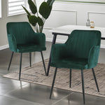 Charlotte Velvet Dining Chairs Set Of 2 - Modern Elegance And Comfort | Green