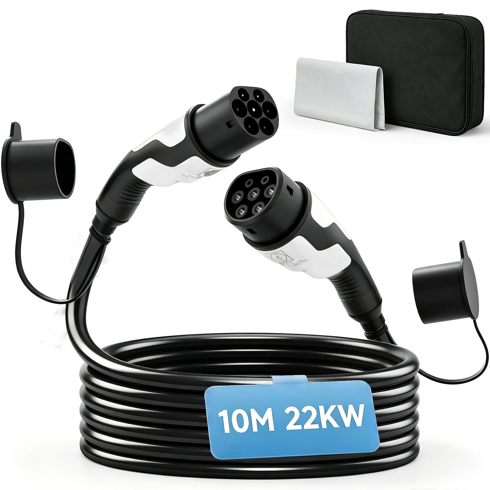 HOMCOM Type 2 Ev Charging Cable, 22kw, 32a, Mode 3, 3-phase, 10m