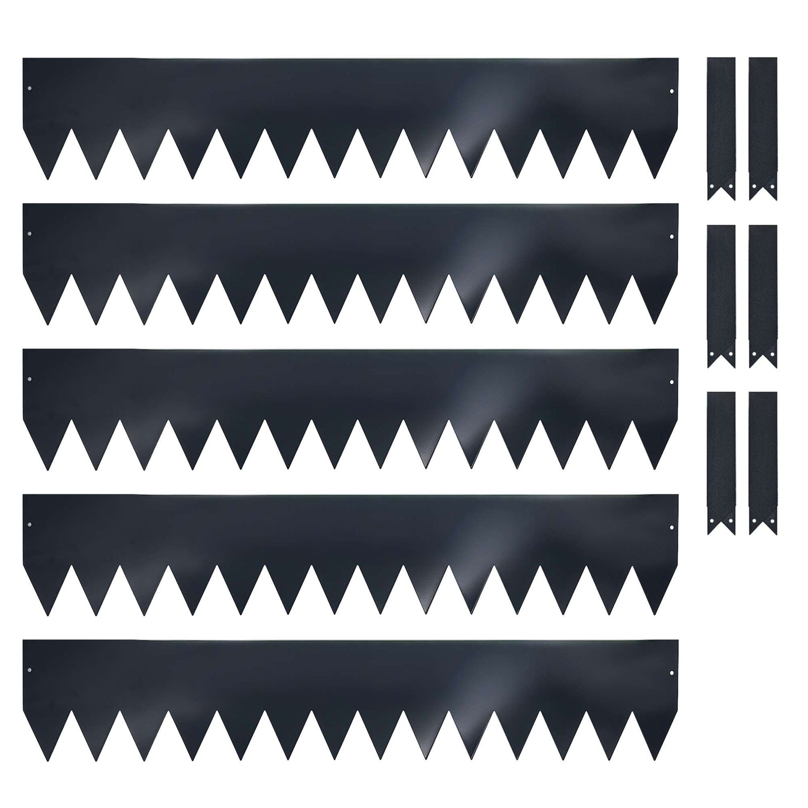 Metal Garden Border Edging 1m Saw Tooth Spikes | Set-of-5 | Anthracite Grey