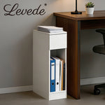 Bedside Table Cabinet  Narrow Slim Side Cabinet White Drawer Open Shelf | White