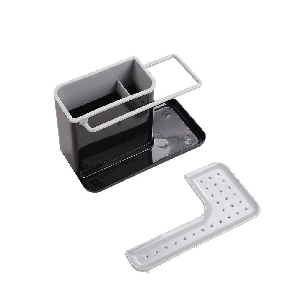 Kitchen Sponge Cloth Holder Sink Caddy Organiser | Black & Grey