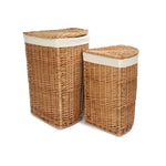 White Cotton Lined Light Steamed Corner Laundry Baskets | Set-of-2 | White