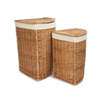 White Cotton Lined Light Steamed Corner Laundry Baskets | Set-of-2 | White