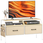 Tv Stand Cabinet With 2 Foldable Drawers | Natural