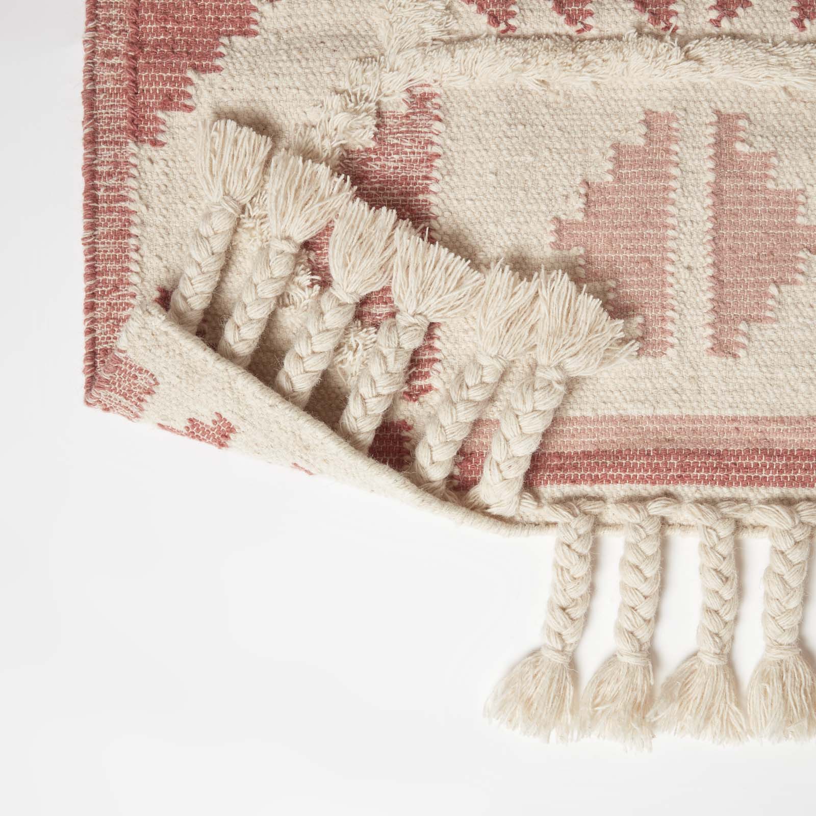 Satara Pink Kilim Wool Rug | 150cm x 220cm | Pink