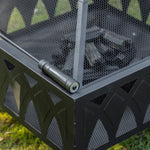 Outdoor Fire Pit W/ Screen & Poker, Black