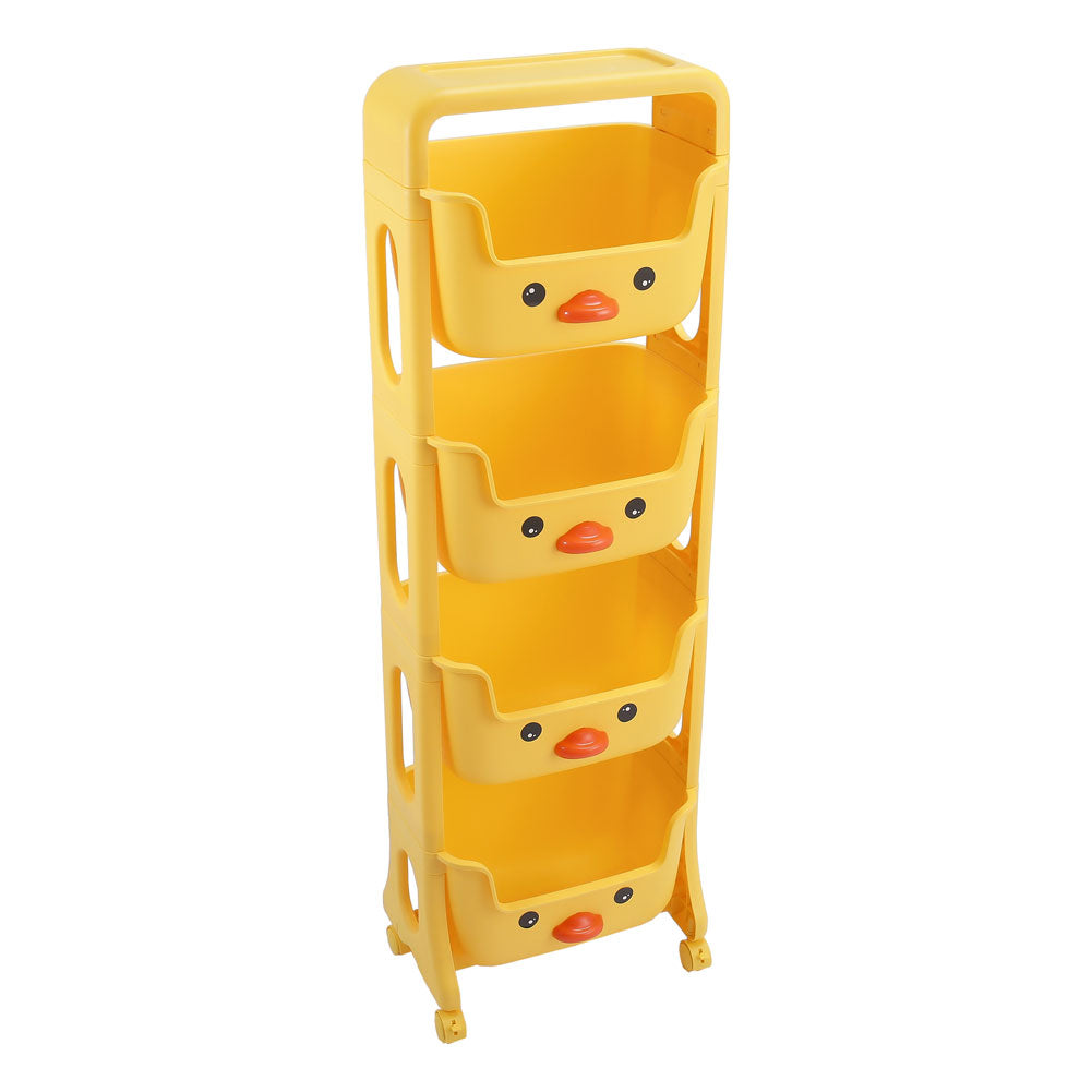 Mobile 4-tier Kids Toy Storage Rack Shelf