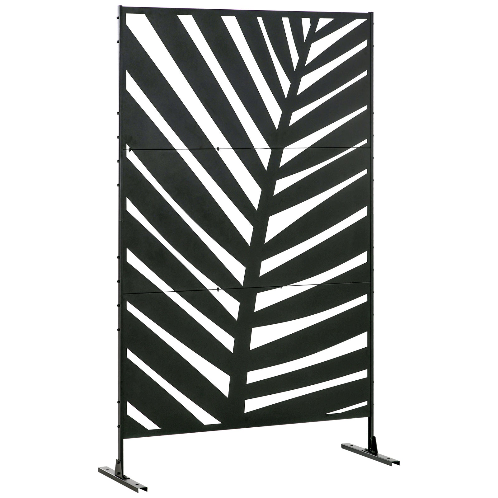 6.5ft Metal Privacy Screen W/ Stand, Banana Leaf