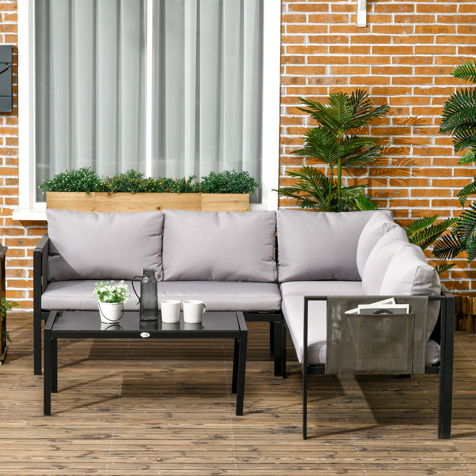 4 Piece Garden Furniture Setwith Breathable Mesh Pocket