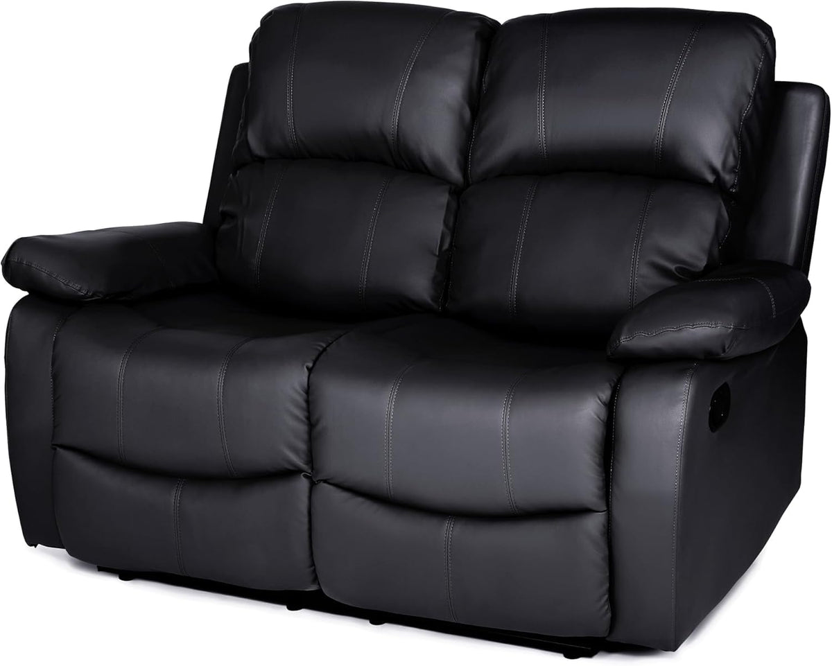 Manual Recliner Sofa 2 Seater Faux Leather | Black