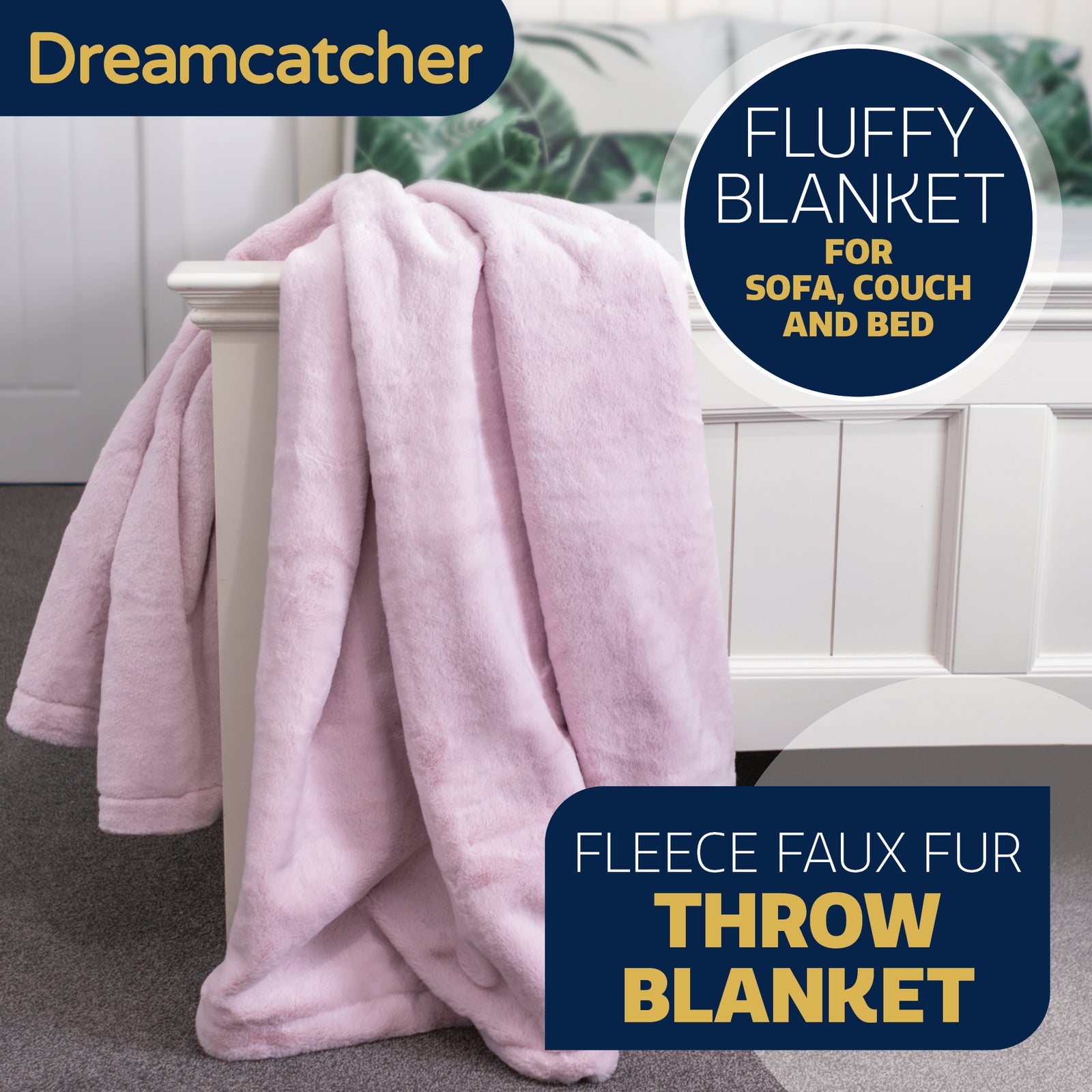 Blanket Throw Soft Faux Fur 160 X 130cm Fleece Overblanket Fluffy Blanket  For Sofa & Beds | L | Pink